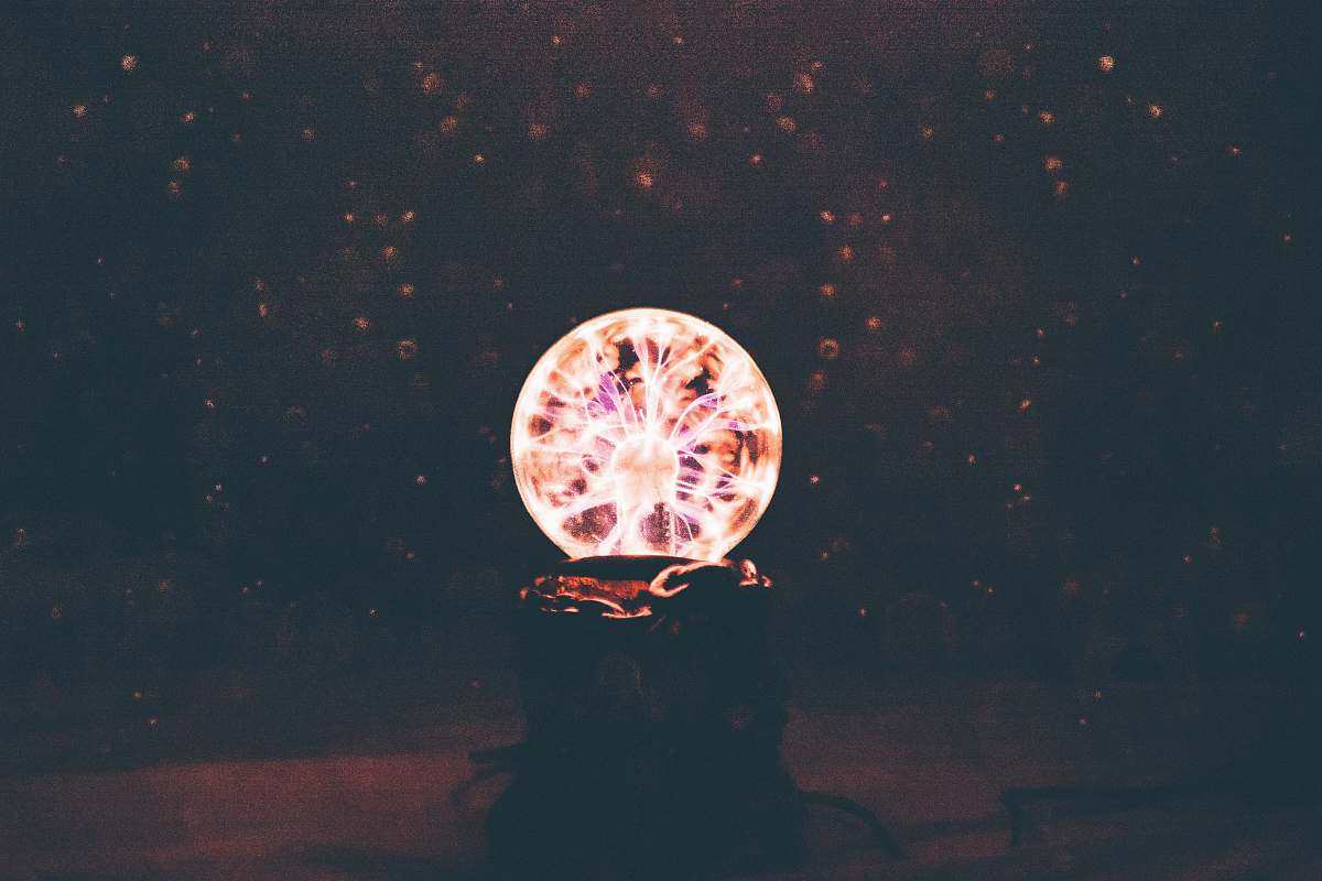 sea life multicolored plasma ball in dim light room animal
